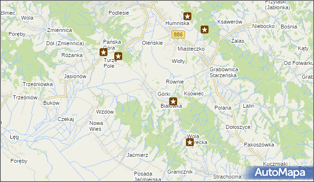 mapa Górki gmina Brzozów, Górki gmina Brzozów na mapie Targeo