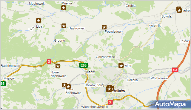 mapa Gorzanowice, Gorzanowice na mapie Targeo