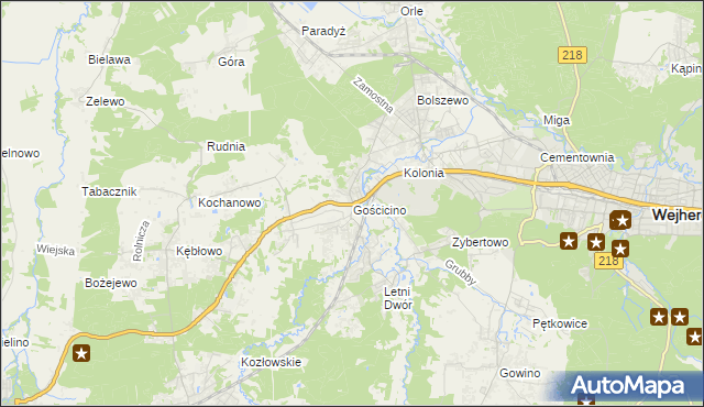 mapa Gościcino, Gościcino na mapie Targeo