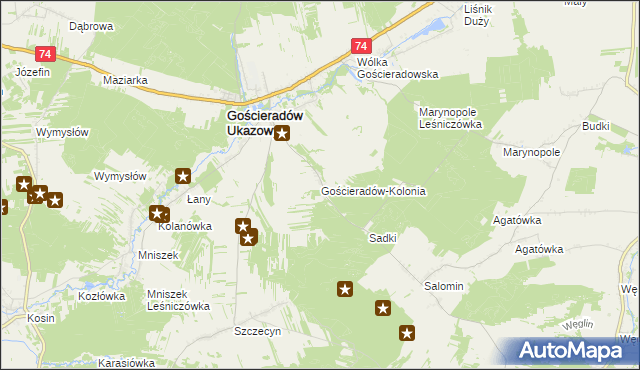 mapa Gościeradów-Kolonia, Gościeradów-Kolonia na mapie Targeo