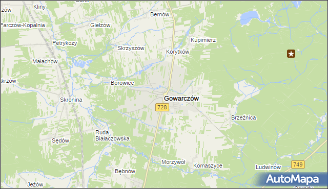 mapa Gowarczów, Gowarczów na mapie Targeo