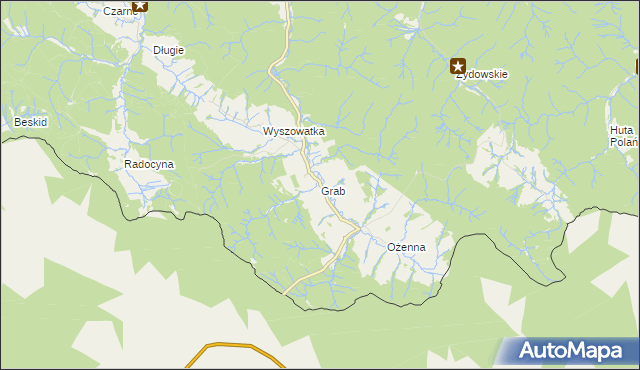 mapa Grab gmina Krempna, Grab gmina Krempna na mapie Targeo