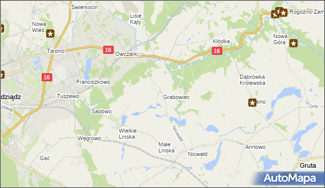 mapa Grabowiec gmina Grudziądz, Grabowiec gmina Grudziądz na mapie Targeo