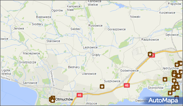 mapa Grądy gmina Otmuchów, Grądy gmina Otmuchów na mapie Targeo
