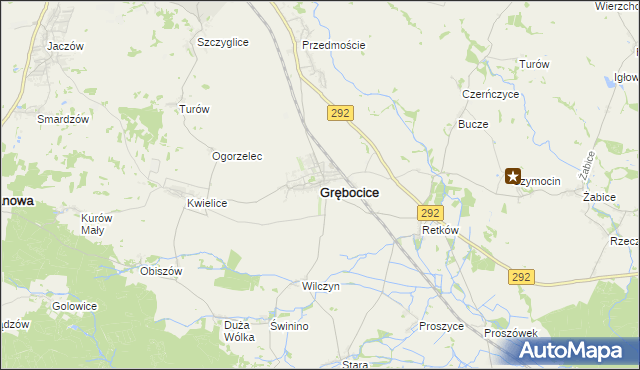 mapa Grębocice, Grębocice na mapie Targeo