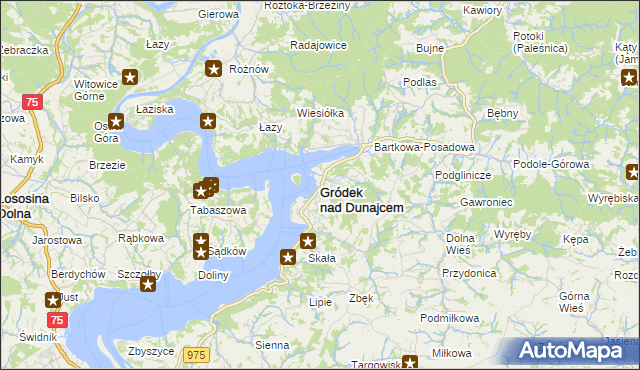 mapa Gródek nad Dunajcem, Gródek nad Dunajcem na mapie Targeo