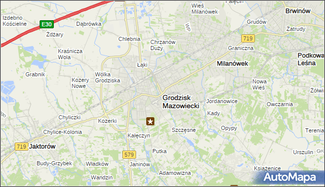 mapa Grodzisk Mazowiecki, Grodzisk Mazowiecki na mapie Targeo