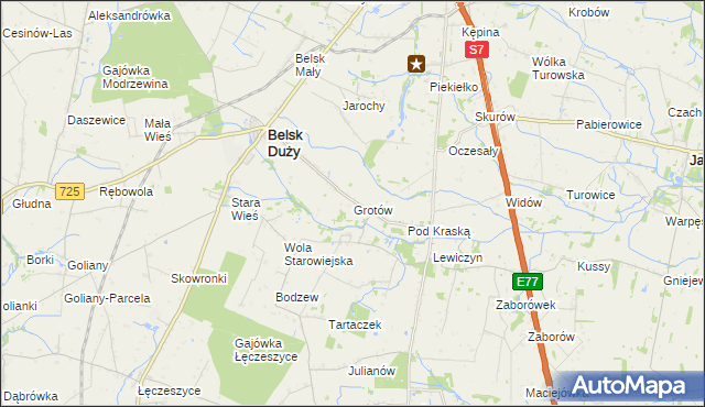 mapa Grotów gmina Belsk Duży, Grotów gmina Belsk Duży na mapie Targeo