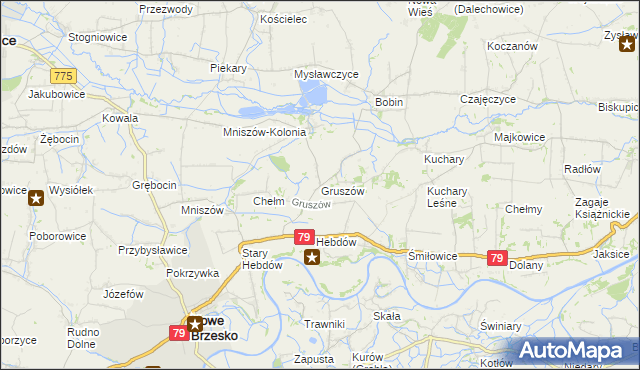 mapa Gruszów gmina Nowe Brzesko, Gruszów gmina Nowe Brzesko na mapie Targeo