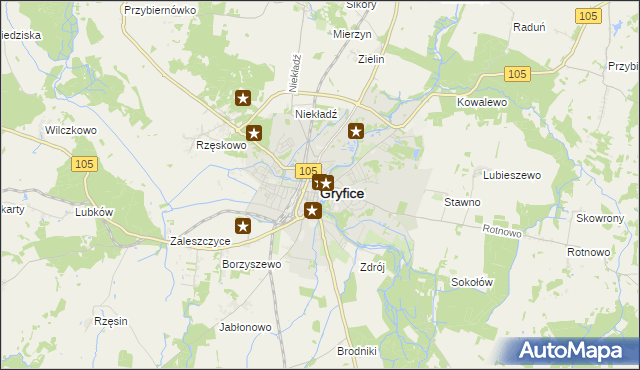 mapa Gryfice, Gryfice na mapie Targeo