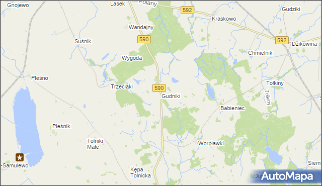 mapa Gudniki gmina Korsze, Gudniki gmina Korsze na mapie Targeo