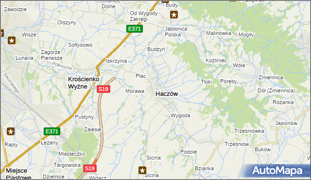 mapa Haczów, Haczów na mapie Targeo