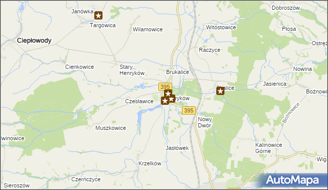 mapa Henryków gmina Ziębice, Henryków gmina Ziębice na mapie Targeo