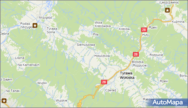 mapa Hołuczków, Hołuczków na mapie Targeo