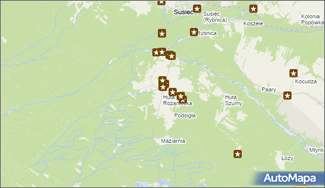 mapa Huta Różaniecka, Huta Różaniecka na mapie Targeo