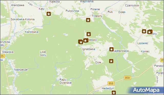 mapa Ignatówka gmina Biłgoraj, Ignatówka gmina Biłgoraj na mapie Targeo