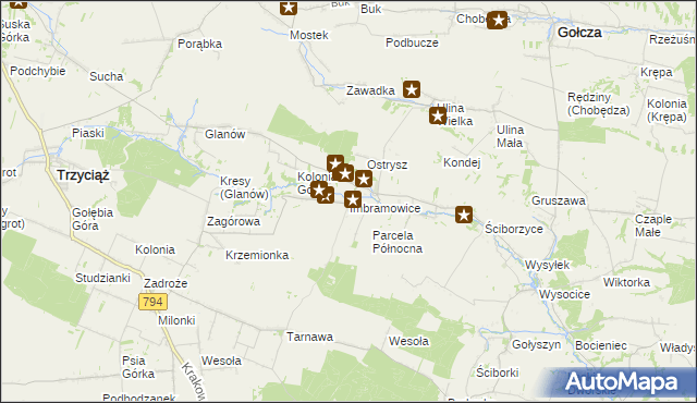 mapa Imbramowice gmina Trzyciąż, Imbramowice gmina Trzyciąż na mapie Targeo