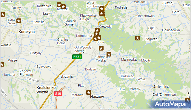 mapa Jabłonica Polska, Jabłonica Polska na mapie Targeo