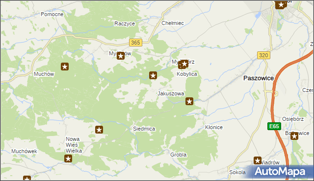 mapa Jakuszowa, Jakuszowa na mapie Targeo