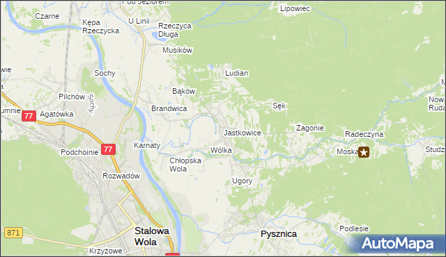 mapa Jastkowice, Jastkowice na mapie Targeo