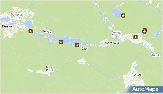 mapa Jazy gmina Płaska, Jazy gmina Płaska na mapie Targeo