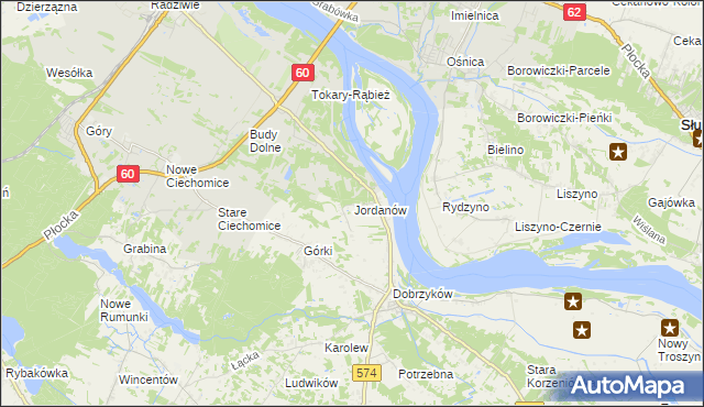 mapa Jordanów gmina Gąbin, Jordanów gmina Gąbin na mapie Targeo