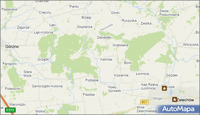 mapa Kalinów gmina Żelechów, Kalinów gmina Żelechów na mapie Targeo