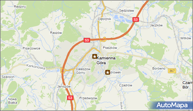 mapa Kamienna Góra, Kamienna Góra na mapie Targeo