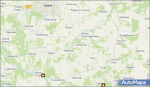 mapa Kamionka gmina Jakubów, Kamionka gmina Jakubów na mapie Targeo