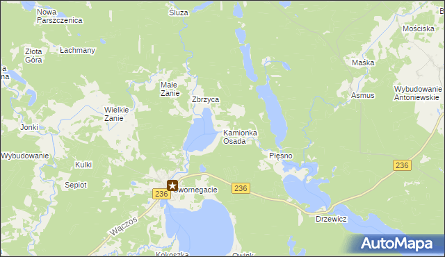 mapa Kamionka Osada, Kamionka Osada na mapie Targeo