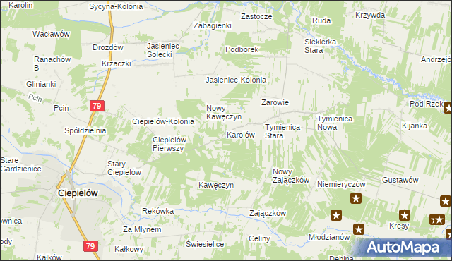 mapa Karolów gmina Chotcza, Karolów gmina Chotcza na mapie Targeo