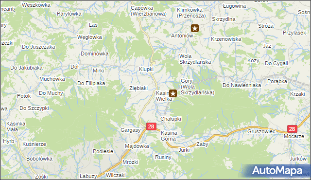 mapa Kasina Wielka, Kasina Wielka na mapie Targeo