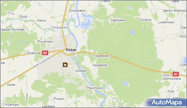 mapa Kaszewiec gmina Goworowo, Kaszewiec gmina Goworowo na mapie Targeo