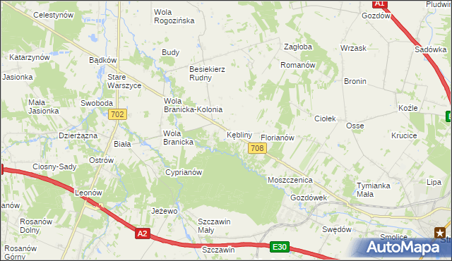 mapa Kębliny, Kębliny na mapie Targeo