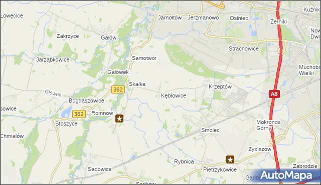 mapa Kębłowice gmina Kąty Wrocławskie, Kębłowice gmina Kąty Wrocławskie na mapie Targeo