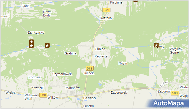 mapa Kępiaste gmina Leszno, Kępiaste gmina Leszno na mapie Targeo