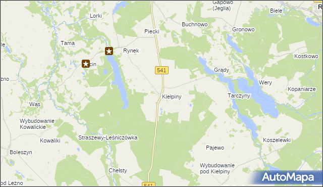 mapa Kiełpiny gmina Lidzbark, Kiełpiny gmina Lidzbark na mapie Targeo