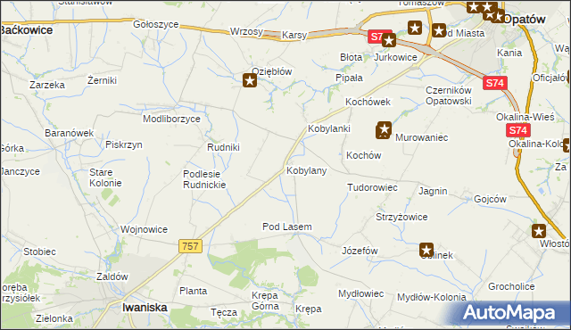 mapa Kobylany gmina Opatów, Kobylany gmina Opatów na mapie Targeo