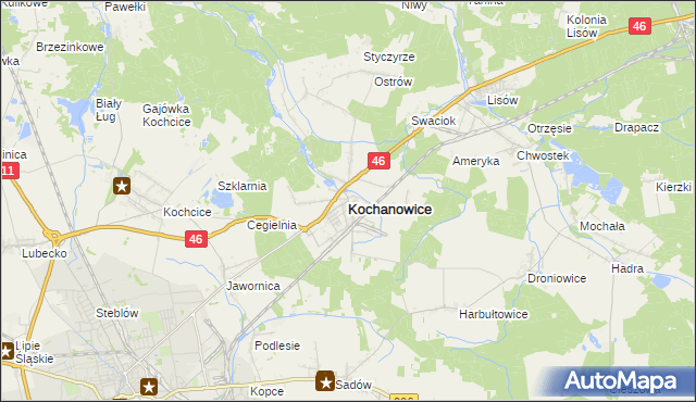 mapa Kochanowice, Kochanowice na mapie Targeo