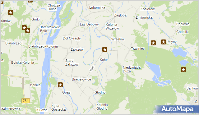 mapa Koło gmina Łaziska, Koło gmina Łaziska na mapie Targeo