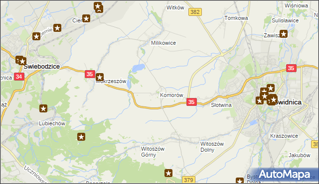 mapa Komorów gmina Świdnica, Komorów gmina Świdnica na mapie Targeo