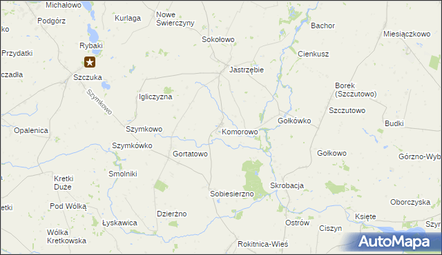 mapa Komorowo gmina Bartniczka, Komorowo gmina Bartniczka na mapie Targeo