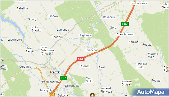 mapa Koniecbór, Koniecbór na mapie Targeo