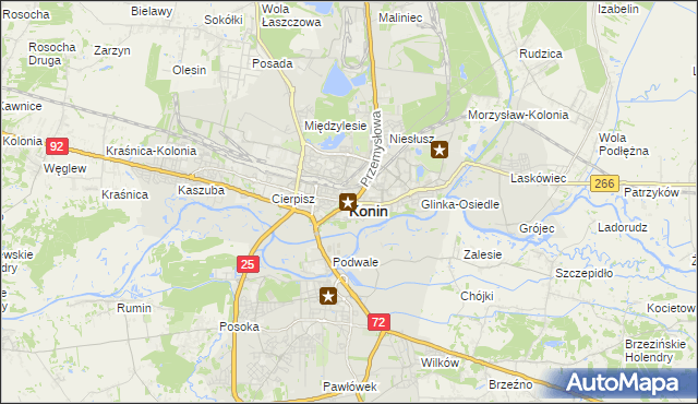 mapa Konina, Konin na mapie Targeo
