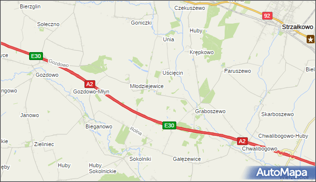 mapa Kościanki gmina Strzałkowo, Kościanki gmina Strzałkowo na mapie Targeo