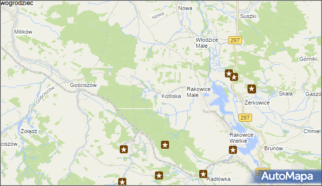 mapa Kotliska gmina Lwówek Śląski, Kotliska gmina Lwówek Śląski na mapie Targeo