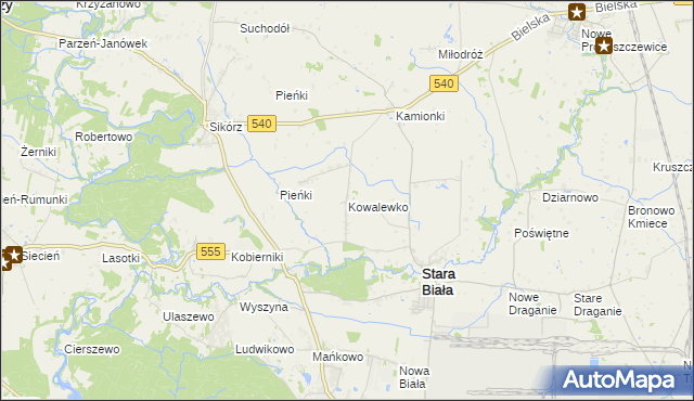 mapa Kowalewko gmina Stara Biała, Kowalewko gmina Stara Biała na mapie Targeo