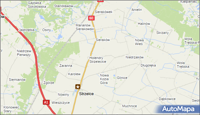 mapa Kozia Góra gmina Strzelce, Kozia Góra gmina Strzelce na mapie Targeo