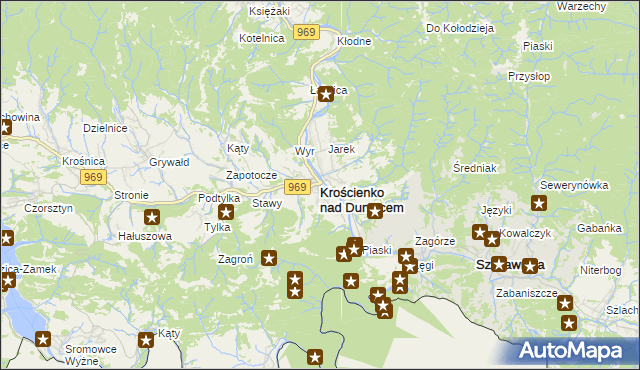 mapa Krościenko nad Dunajcem, Krościenko nad Dunajcem na mapie Targeo