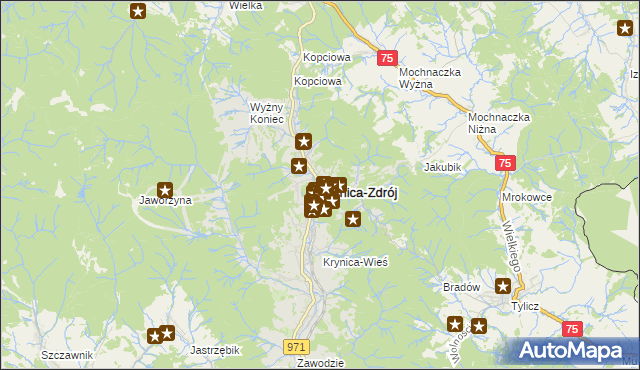 mapa Krynica-Zdrój, Krynica-Zdrój na mapie Targeo
